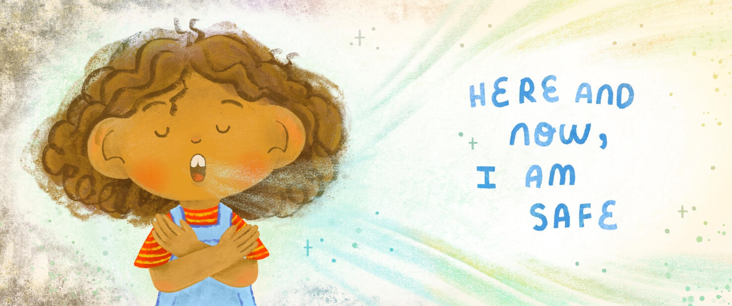 A Full Page spread from Ronnie's unpublished book "Sofia's Weird Feeling." Words and Illustration by Ronnie. Created as a capstone project for school.