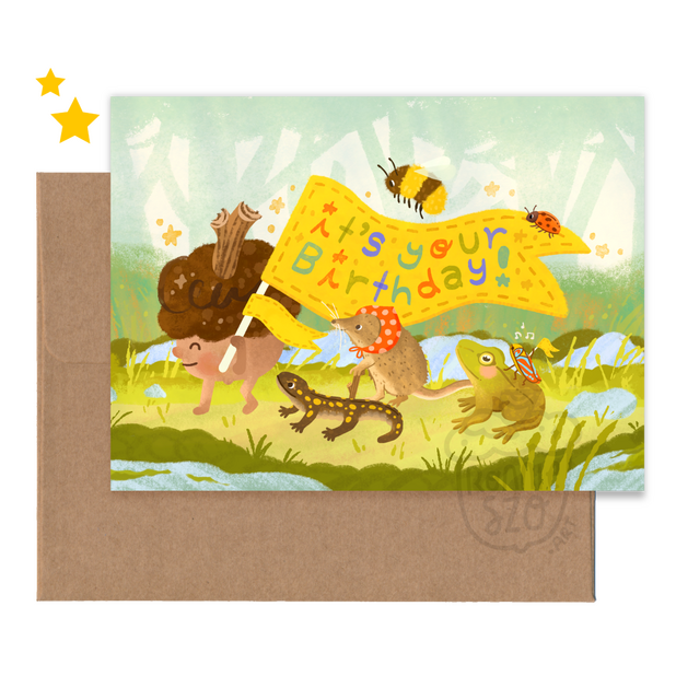 Greeting card design featuring critters local to Ontario