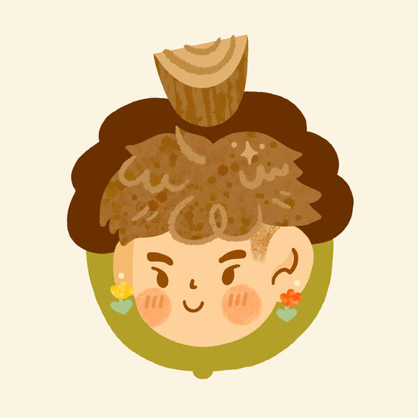 An image of three acorn characters, and underneath, illustrated text that says RonnieSzo Art.